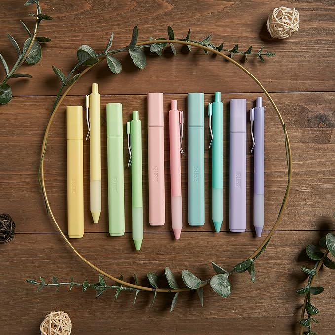 BLIEVE - Aesthetic Highlighters and Gel Pens With Soft Ink and Chisel Tip, Bible Highlighters and Pens No Bleed, Dry Fast Easy to Hold, for Bible Journaling Planner School Supplies (CANDY)