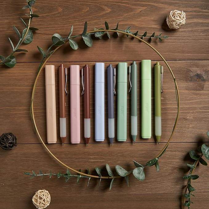 BLIEVE - Aesthetic Highlighters and Gel Pens With Soft Ink and Chisel Tip, Bible Highlighters and Pens No Bleed, Dry Fast Easy to Hold, for Bible Journaling Planner Supplies (EARTHY)