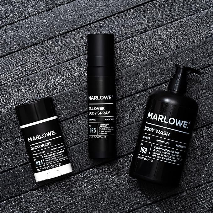 MARLOWE. No. 024 Deodorant 2.5 oz, Jojoba Esters, Coconut Oil, Shea Butter & Tapioca Starch for Odor Protection, Formulated without Aluminum & Baking Soda, Fresh & Zesty Cedarwood + Sea Salt Scent