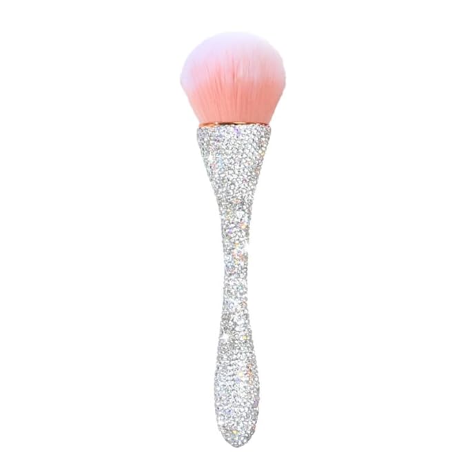 Nail Dust Brush for Acrylic Nails, Luxury Full Gems Soft Brush Nail Art Dust Powder Remover Makeup Brushes Manicure Brush Clean Up Tools Nail Art Brush White