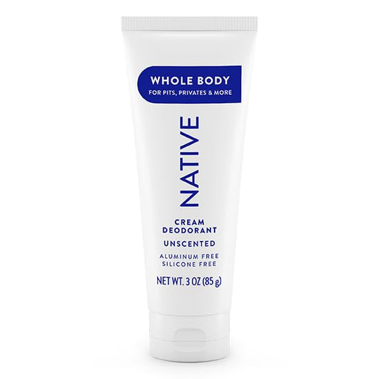 Native Whole Body Deodorant Cream Contains Naturally Derived Ingredients, Deodorant for Women & Men | 72 Hour Odor Protection, Aluminum Free with Coconut Oil and Shea Butter | Unscented
