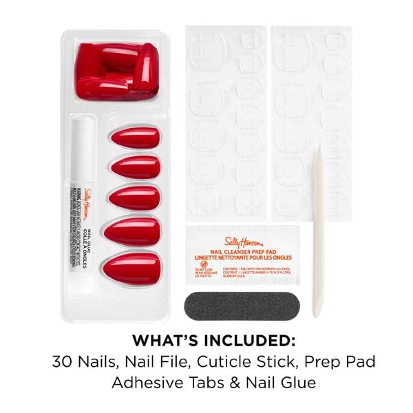 Sally Hansen Salon Effects Perfect Press-On Nails | Almond Shape | Easy to Apply, Non-Damaging | 30 Nails, Nail Glue, Adhesive Tabs, File | ASAP Apple