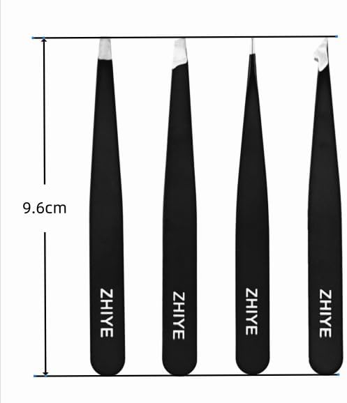 Professional Eyebrow Tweezers, 4 Pcs Stainless Steel Precision Tweezers Set for Ingrown Hair Removal Eyelash Extension, Eyebrows Plucking