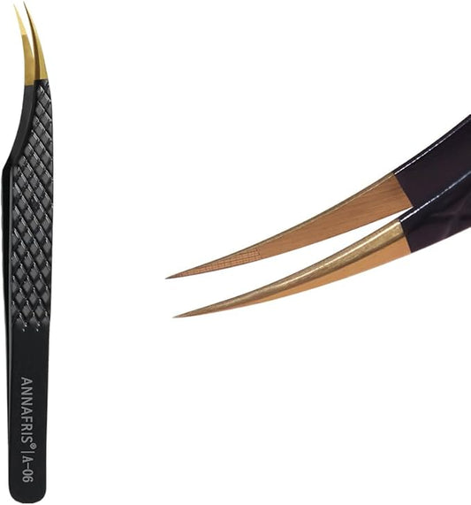 Lash Tweezers for Eyelash Extensions,Precision Fiber Tip for Volume Eyelash Extensions,Lash Extension Tweezers for Easy Application and Removal-A06