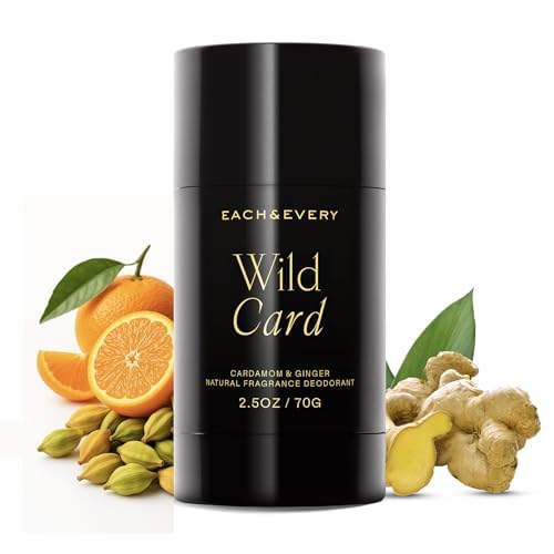 Each & Every Aluminum-Free Deodorant for Men & Women - All Natural Deodorant for Sensitive Skin - Vegan & Baking Soda Free - Long Lasting Odor Control - Cardamom & Ginger Natural Fragrance, 2.5oz