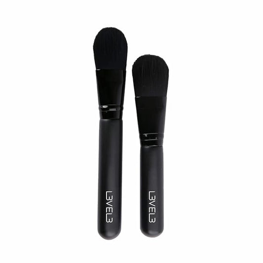 Level 3 Facial Mask Application Brushes Set - Black Cosmetic Brush for Facial Mask, Scrub and Serum - Professional Beauty and Skin Care Applicator Tool
