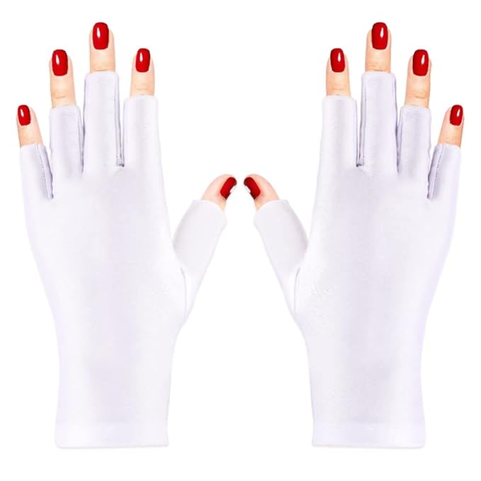 Pimoys Anti UV Gloves for Nail Lamp - UV Protection Fingerless Gloves for Gel Nail Lamp
