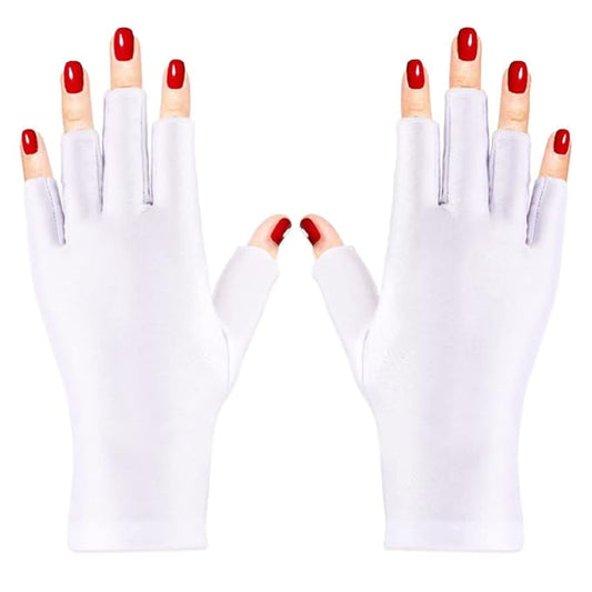 Pimoys Anti UV Gloves for Nail Lamp - UV Protection Fingerless Gloves for Gel Nail Lamp