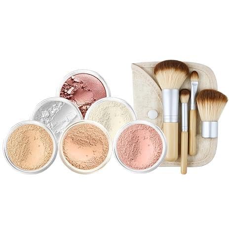 EVERYDAY KIT (WARM Shade-Most Neutral) Full Size Mineral Makeup Set Matte Foundation Bare Face Sheer Powder Cover
