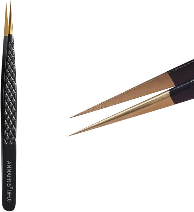 Lash Tweezers for Eyelash Extensions,Precision Fiber Tip for Volume Eyelash Extensions,Lash Extension Tweezers for Easy Application and Removal-A10