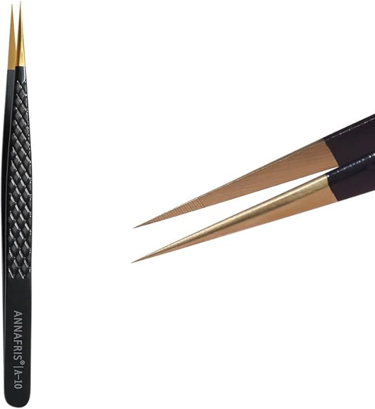 Lash Tweezers for Eyelash Extensions,Precision Fiber Tip for Volume Eyelash Extensions,Lash Extension Tweezers for Easy Application and Removal-A10