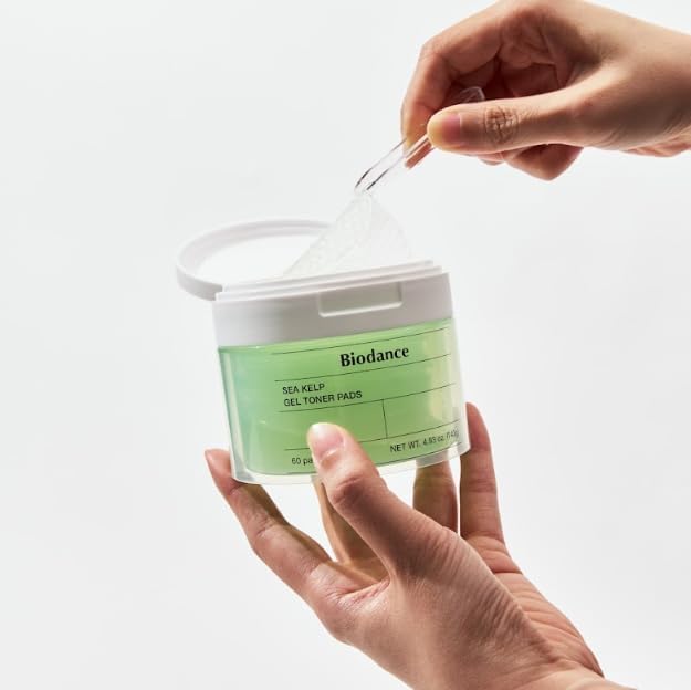 Biodance Sea Kelp Gel Toner Pads, Calming Toner Pads for Sensitive Skin, Oil & Sebum Control, Refreshing Blemish Care, Korean Skin Care, Valentines Day Gifts for Herㅣ4.93 fl.oz.(140g)*60Pads