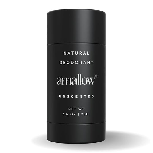 Amallow - Natural Deodorant – Aluminum Salt-Free, Tallow-Based, Baking Soda-Free, with Magnesium & Zinc – Long-Lasting Odor Protection – Handcrafted in the USA – 2.6 oz (Unscented)