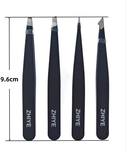 Professional Eyebrow Tweezers, 4 Pcs Stainless Steel Precision Tweezers Set for Ingrown Hair Removal Eyelash Extension, Eyebrows Plucking