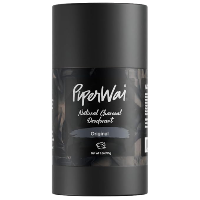 PiperWai Natural Deodorant w/Activated Charcoal | Odor Protection, Vegan, Aluminum Free, Shark Tank Product for Women & Men | Great for Travel, & Gifts | 2.6 oz (75g) Original Scented Stick