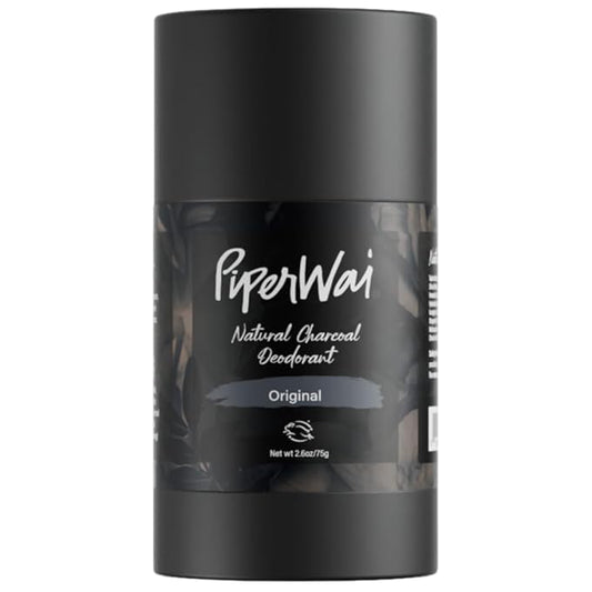 PiperWai Natural Deodorant w/Activated Charcoal | Odor Protection, Vegan, Aluminum Free, Shark Tank Product for Women & Men | Great for Travel, & Gifts | 2.6 oz (75g) Original Scented Stick