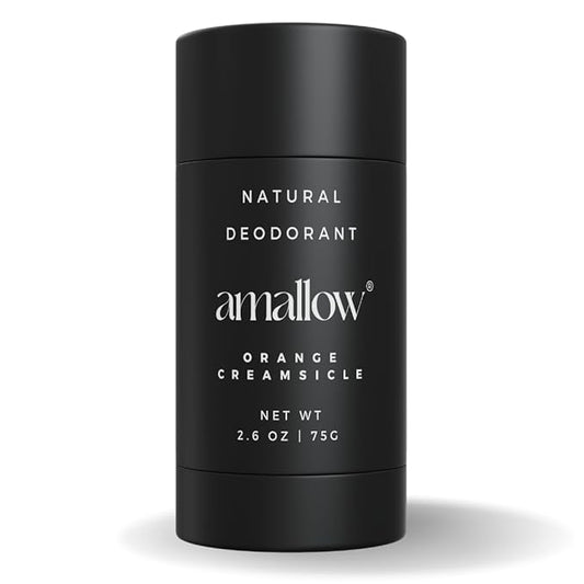 Amallow - Natural Deodorant – Aluminum Salt-Free, Tallow-Based, Baking Soda-Free, with Magnesium & Zinc – Long-Lasting Odor Protection – Handcrafted in the USA – 2.6 oz (Orange Creamsicle)