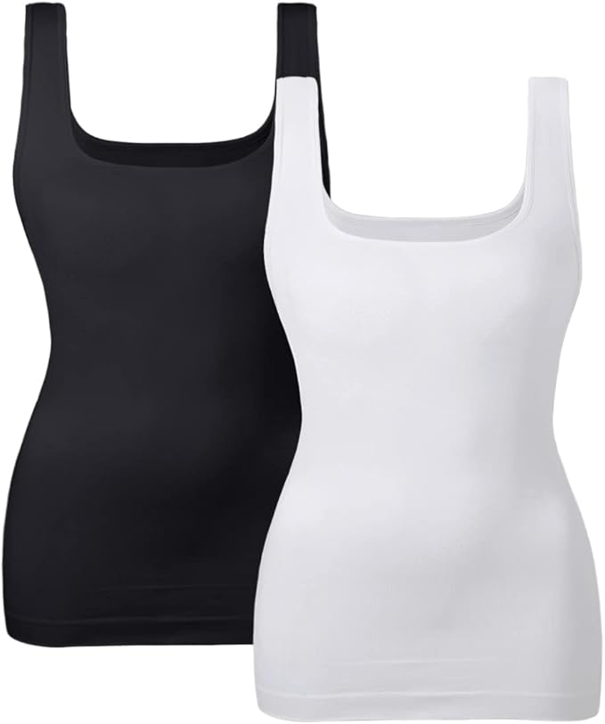 EUYZOU Women's Tummy Control Shapewear Tank Tops Seamless Square Neck Compression Tops Slimming Body Shaper Camisole