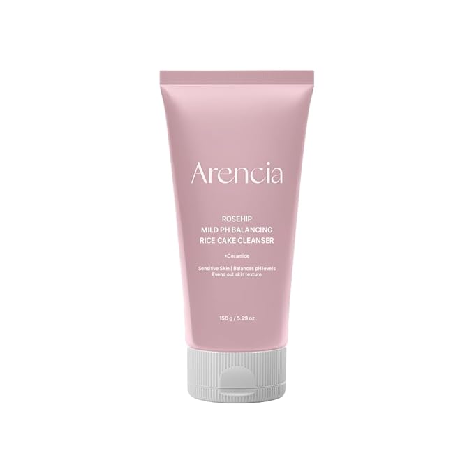 ARENCIA Rosehip Rice Cake Cleanser, pH Balancing Face Wash with Ceramide for Sensitive Skin, 5.29 oz