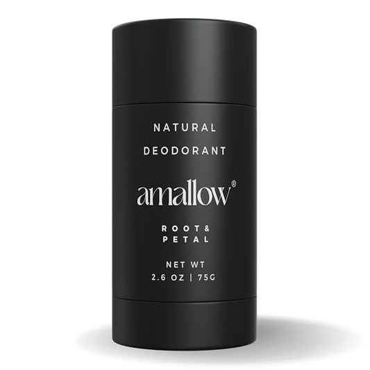 Amallow - Natural Deodorant – Aluminum Salt-Free, Tallow-Based, Baking Soda-Free, with Magnesium & Zinc – Long-Lasting Odor Protection – Handcrafted in the USA – 2.6 oz (Root & Petal)
