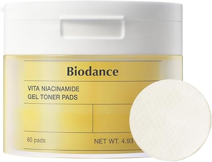 Biodance Vita Niacinamide Gel Toner Pads, Dark Spot Corrector, Evening Skin Tone, Gentle Exfoliating Toner Pads with Vitamin C, Korean Skin Care, Valentines Day Gifts for Herㅣ4.93 fl.oz.(140g)*60Pads
