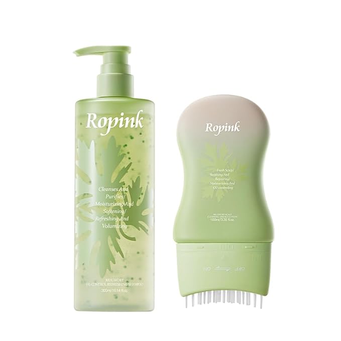 Mugwort Anti-Dandruff Scalp Care Set, Pre-Shampoo Scalp Serum with Brush & Oil-Control Shampoo, Oil-Control Refreshing formula, Soothes Itchy Scalp, Lightweight & Volumizing Hair