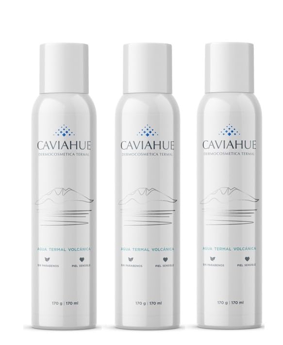 Caviahue Thermal Volcanic Water Spray, Calming and Refreshing Facial Mist Spray for Sesitive Skin, Pack 3 units 5.74 Fl Oz