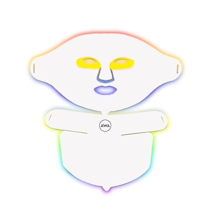 E49B LED Light Therapy Mask for Face & Neck – FSA Eligible Acne Treatment- 7-Color LED Face Mask with 209 Lights (630nm & 470nm) – Rechargeable Silicone LED Red Light Therapy Device