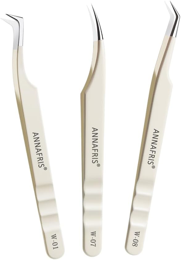 Lash Tweezers for Eyelash Extensions,Stainless Steel Lash Extension Tweezers for Easy Application and Removal-W01+07+08
