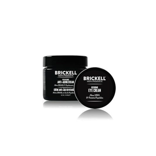 Brickell Men's Ultimate Anti-Aging Routine, Anti-Wrinkle, Night Face Cream and Eye Cream to Reduce Puffiness, Wrinkles, Dark Circles, Under Eye Bags, Natural and Organic, Unscented