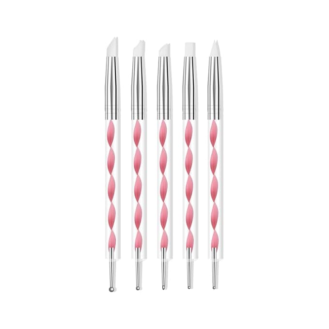 Nail Art Brushes Set, 20pcs Nail Art Design Tools, Acrylic Silicone Carving Pen, Dotting Pen, Nail Fine Liner Brushes, Extension Gel Brush, Polish Brush, Builder Brush, Pink and Pink