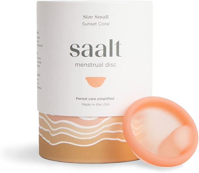 Saalt Menstrual Disc - Soft, Flexible, Reusable Medical-Grade - Removal Notch - Tampon Alternative - Made in USA - Lasts 10 Years (Sunset Coral, Small)