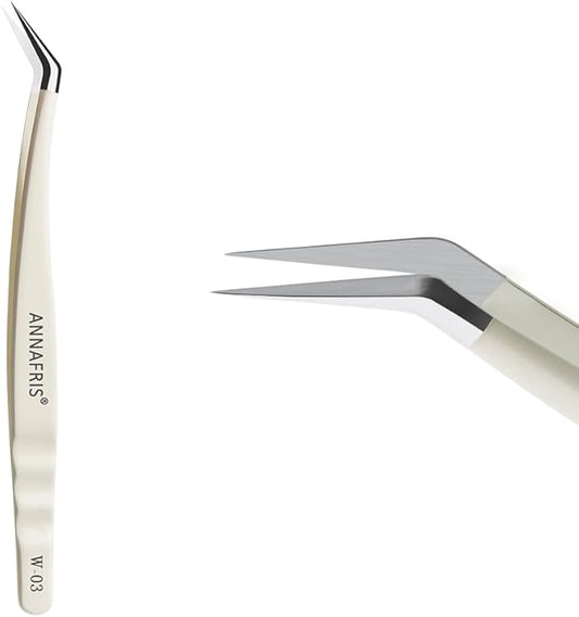 Lash Tweezers for Eyelash Extensions,Stainless Steel Lash Extension Tweezers for Easy Application and Removal-W03