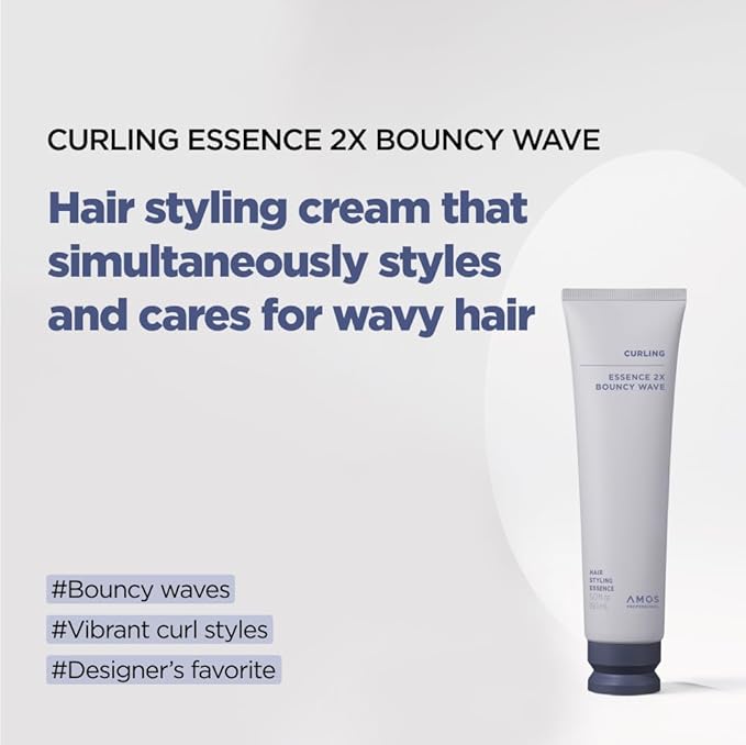 AMOS PROFESSIONAL Curling Essence 2X Bouncy Wave 5 fl oz – Korean Hair Essence for Wavy & Curly Hair, Frizz Control Styling Gel with Soft Hold, Curl Definition, Non-Sticky Finish