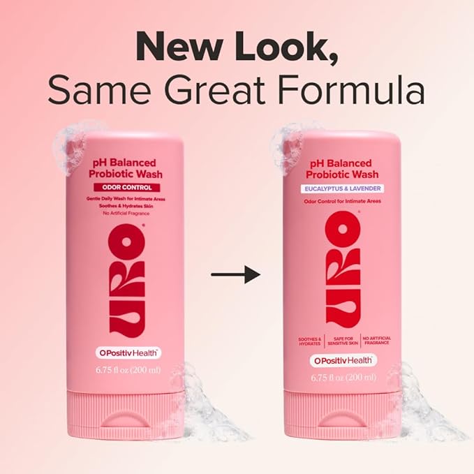 O Positiv URO pH Balanced Probiotic Wash – Odor Control, pH Balance, Dryness & Irritation Support for Intimate Areas – Probiotics & Lactic Acid – 6.75 oz