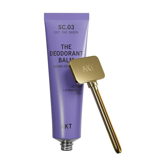 AKT, THE DEODORANT BALM. Award winning, multi-use, natural deodorant. Plastic Free. Gender Free. Aluminium Free. 100% effective — 1 tube lasts up to 3 months.SC.03 THE ONSEN. 50ml/1.76 FL.OZ