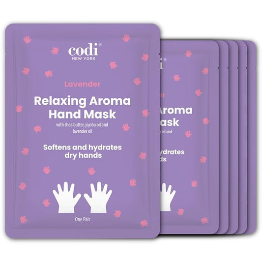Relaxing Aroma Hand Mask 6 Pairs | Natural Scent | Soothes & Hydrates Dry Hands | Hydrating Hand Treatment for Rough Skin & Dry Cuticles | Home Spa Gloves | Korean Skincare (Lavender)