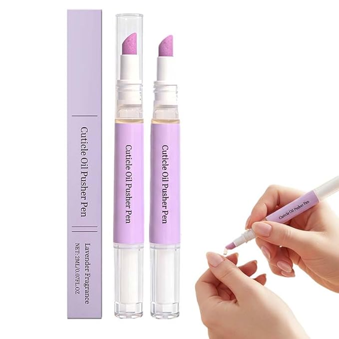 2-in-1 Cuticle Oil Pusher Pen, 2026 New Ceramic Cuticle Pusher & Oil Pen, Nail Care Tool for Dry Damaged Nails Hangnails Moisturiz Polish Brighten (2 pcs)