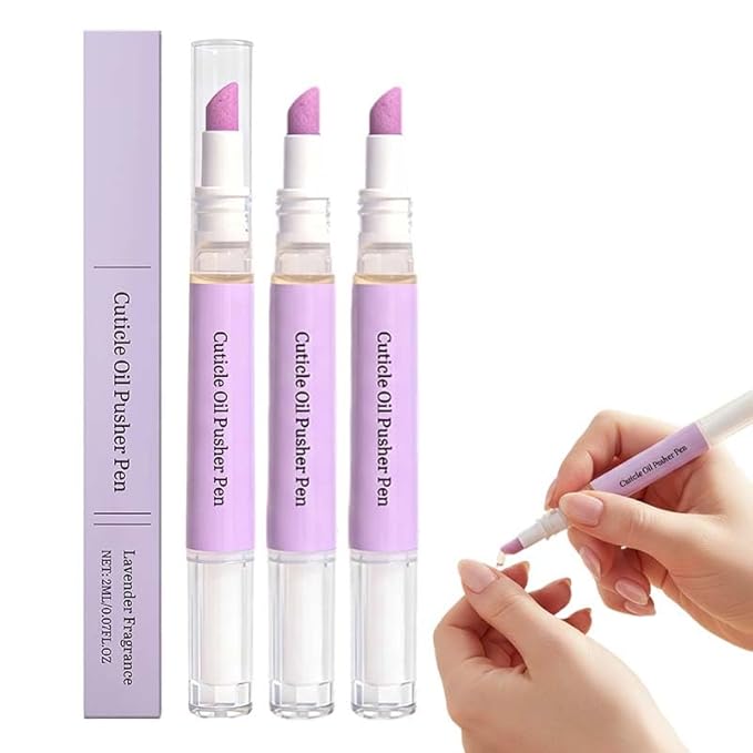 2-in-1 Cuticle Oil Pusher Pen, 2026 New Ceramic Cuticle Pusher & Oil Pen, Nail Care Tool for Dry Damaged Nails Hangnails Moisturiz Polish Brighten (3 pcs)