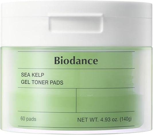 Biodance Sea Kelp Gel Toner Pads, Calming Toner Pads for Sensitive Skin, Oil & Sebum Control, Refreshing Blemish Care, Korean Skin Care, Valentines Day Gifts for Herㅣ4.93 fl.oz.(140g)*60Pads