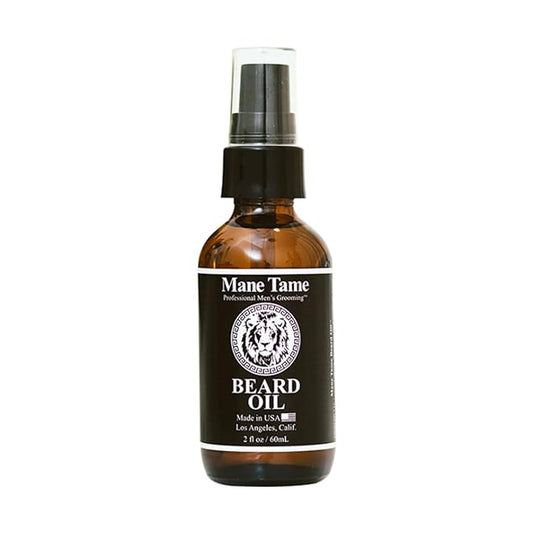MANE TAME Beard Oil - Made with Certified Organic Hemp Oil - No Fuss Pump 2 oz. Bottle - Softens Your Beard and Stops Itching - Great Beard Oil and Conditioner For Men