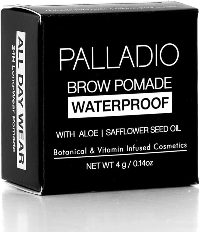 Palladio Brow Pomade Waterproof, 24 Hour Wear, Smudge Proof and Sweat Resistant Formula, Super Creamy Formula Glides on And Helps to Fill in Brows for a Dramatic, Defined, Flawless Look (Medium Brown)