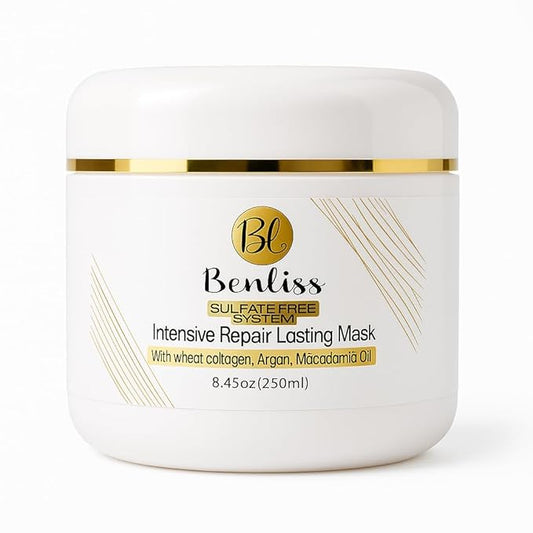 Intensive Repairs Lasting Hair Mask: Deep Conditioner for Dry, Damaged & Curly Hair with Argan and Macadamia Oil, 8.45 Fl OZ