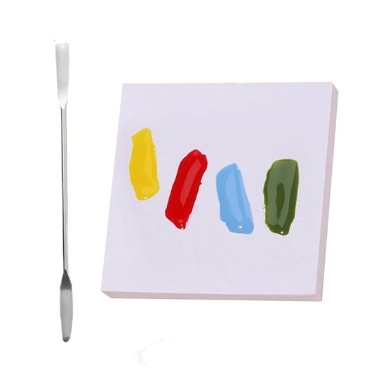 200 Sheets 3 x 3 inch Disposable Nail Polish Palette Paper, Waterproof Makeup Mixing Palette Paper Gel Nail Mixing Tool with 1 Pc Nail Palette Stirring Rod White