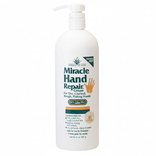 Miracle Hand Repair Cream for Dry Cracked Hands 32 oz Best Healing Hand Cream with 60% Aloe Vera - Non-Greasy Moisturizer for Working Hands - Fast Absorbing Lotion for Extremely Dry Skin
