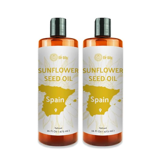 Nature Packaged Sunflower Carrier Oil (32oz) - Direct from EIR Oils' Farmland in the Sunny Fields of Spain - 100% Pure Carrier Oil for Hair, Face, and Skin