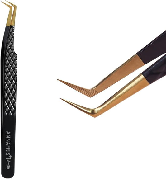 Lash Tweezers for Eyelash Extensions,Precision Fiber Tip for Volume Eyelash Extensions,Lash Extension Tweezers for Easy Application and Removal-A05