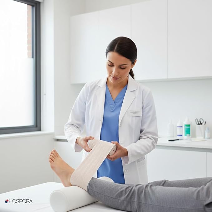 Hospora Thick Latex-Free Compression Cotton Elastic Bandage (3 inches, 5 Rolls)