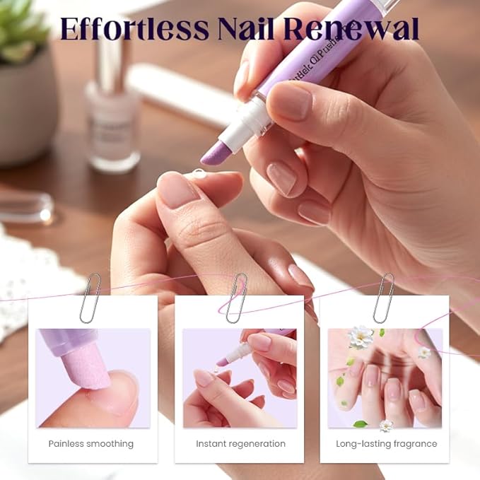 2-in-1 Cuticle Oil Pusher Pen, 2026 New Ceramic Cuticle Pusher & Oil Pen, Nail Care Tool for Dry Damaged Nails Hangnails Moisturiz Polish Brighten (3 pcs)