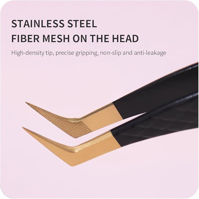 Lash Tweezers for Eyelash Extensions,Precision Fiber Tip for Volume Eyelash Extensions,Lash Extension Tweezers for Easy Application and Removal-A01